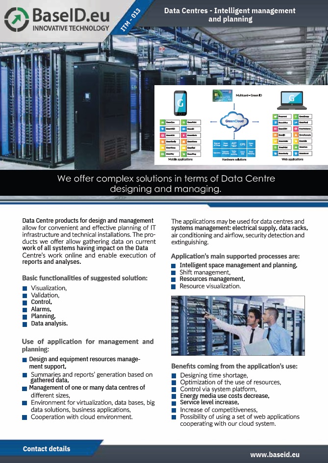 DATA CENTRES – INTELLIGENT MANAGEMENT AND PLANNING