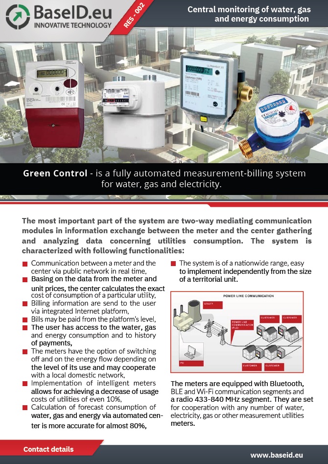 CENTRAL MONITORING OF WATER, GAS AND ENERGY CONSUMPTION